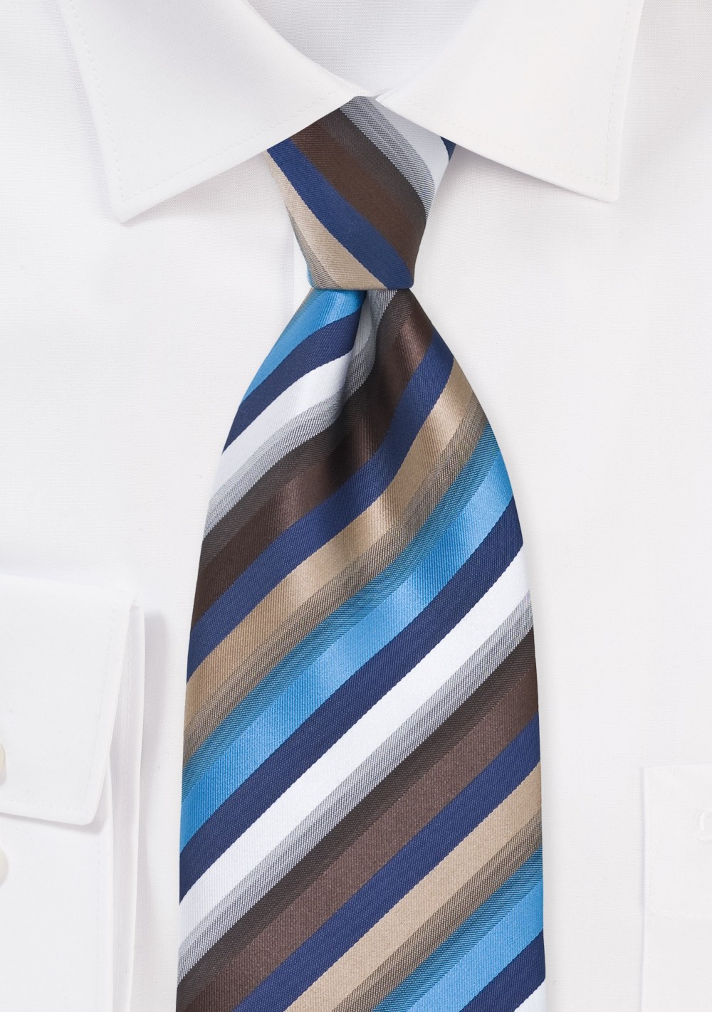 Blue and Brown Striped Tie