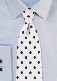 White Necktie with Black Polka Dots