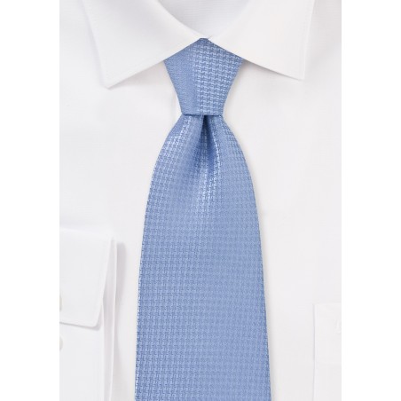 Micro Houndstooth Check Tie in Light Blue