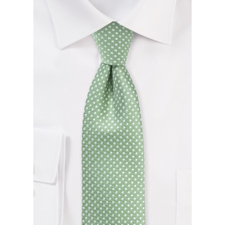 Sage Green Necktie with Mini Dots