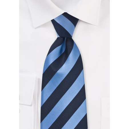 Men's Navy Blue Sky & White Striped Neck Tie