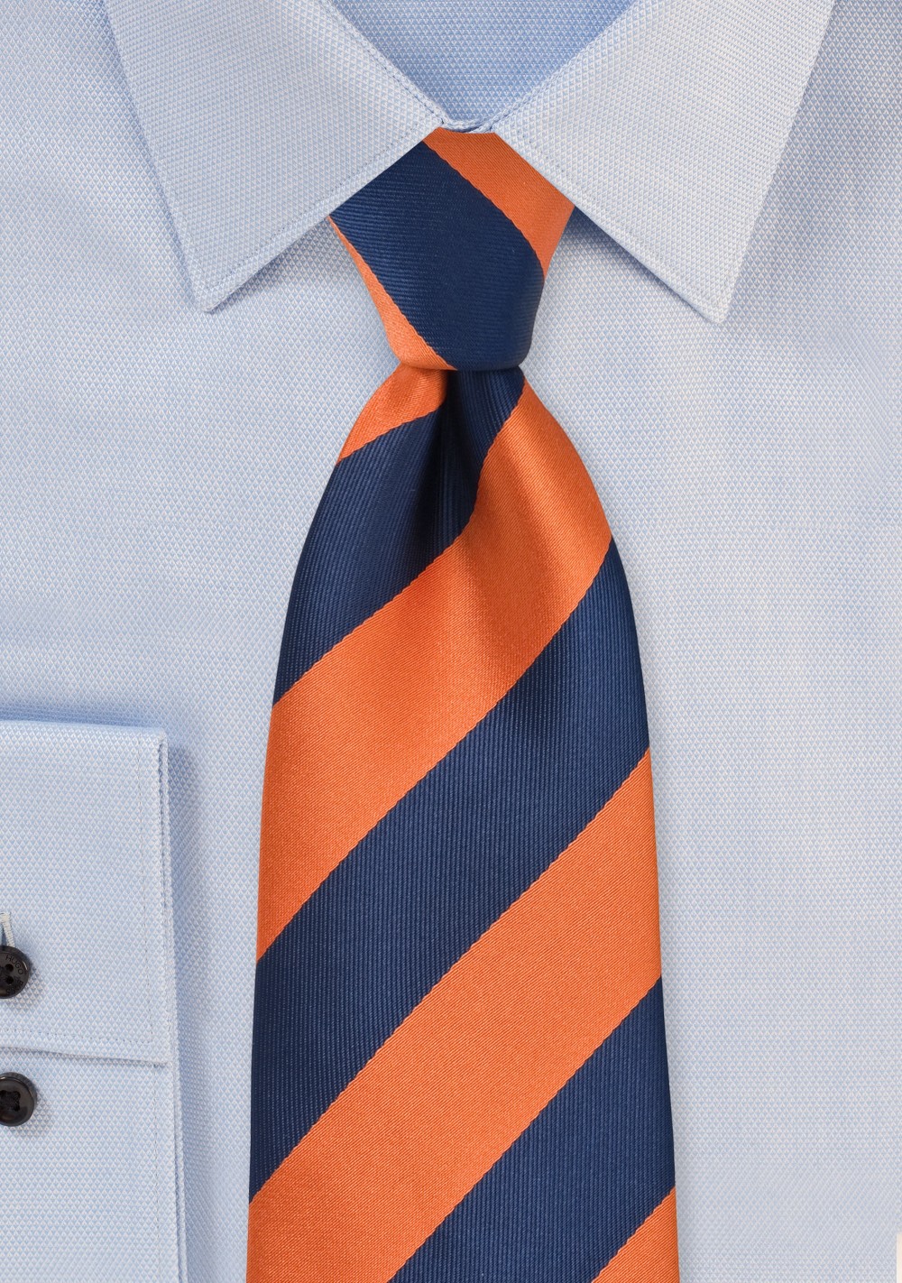 Wide Striped Tie in Orange and Navy