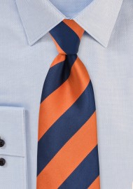 XL Length Collegiate Striped Tie in Orange and Navy
