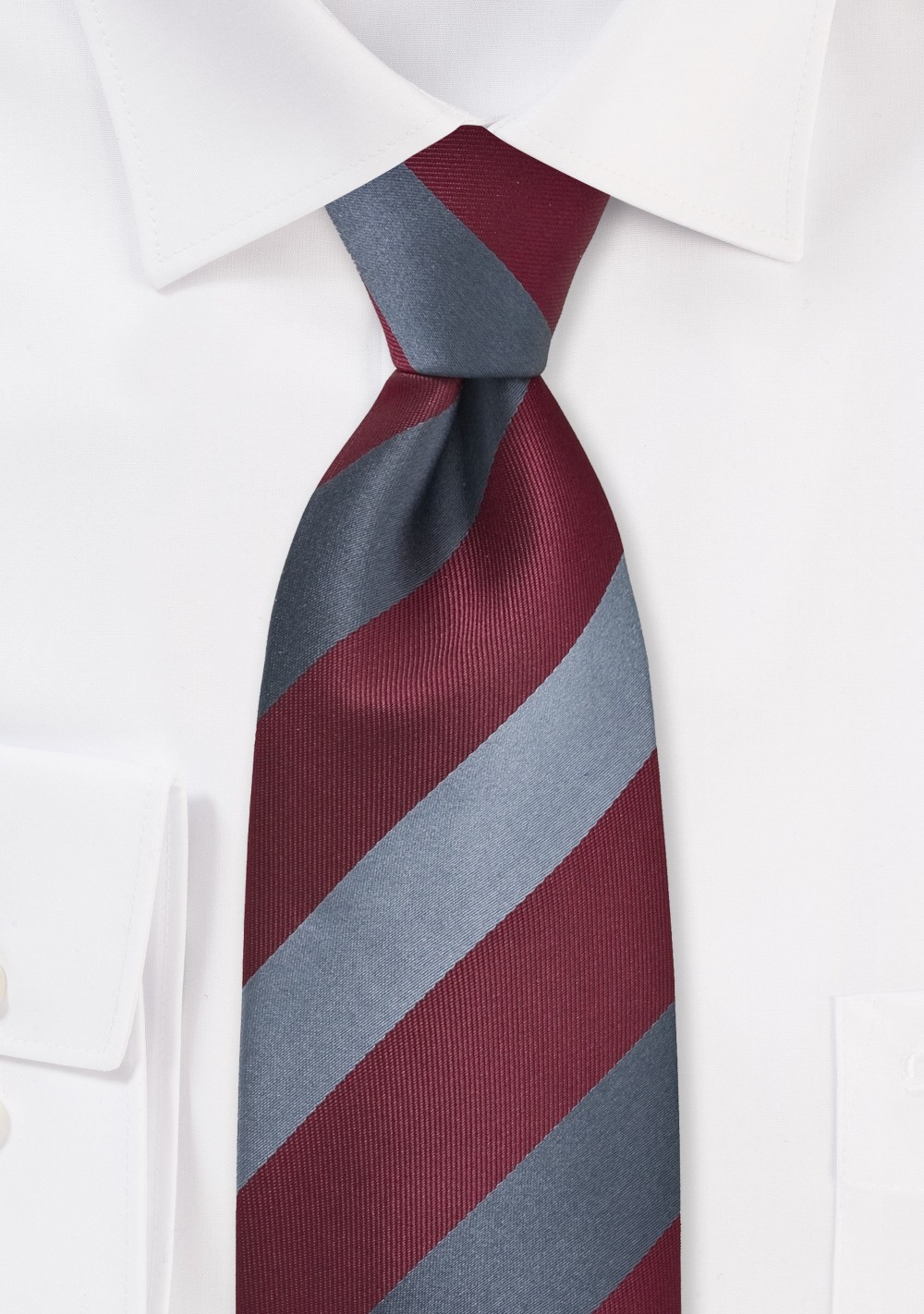 Bordeaux Red and Gray Striped Tie