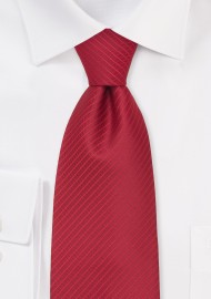 Modern Red Necktie - Solid Red Tie With Fine Stripes
