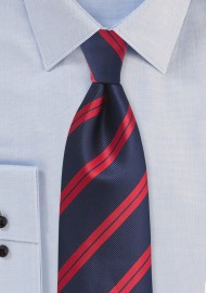 Repp Striped XL Tie in Navy and Red