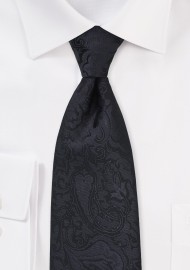 Monochromatic Paisley Tie in Jet Black