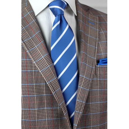 Repp Striped Tie in Blue and Silver Styled