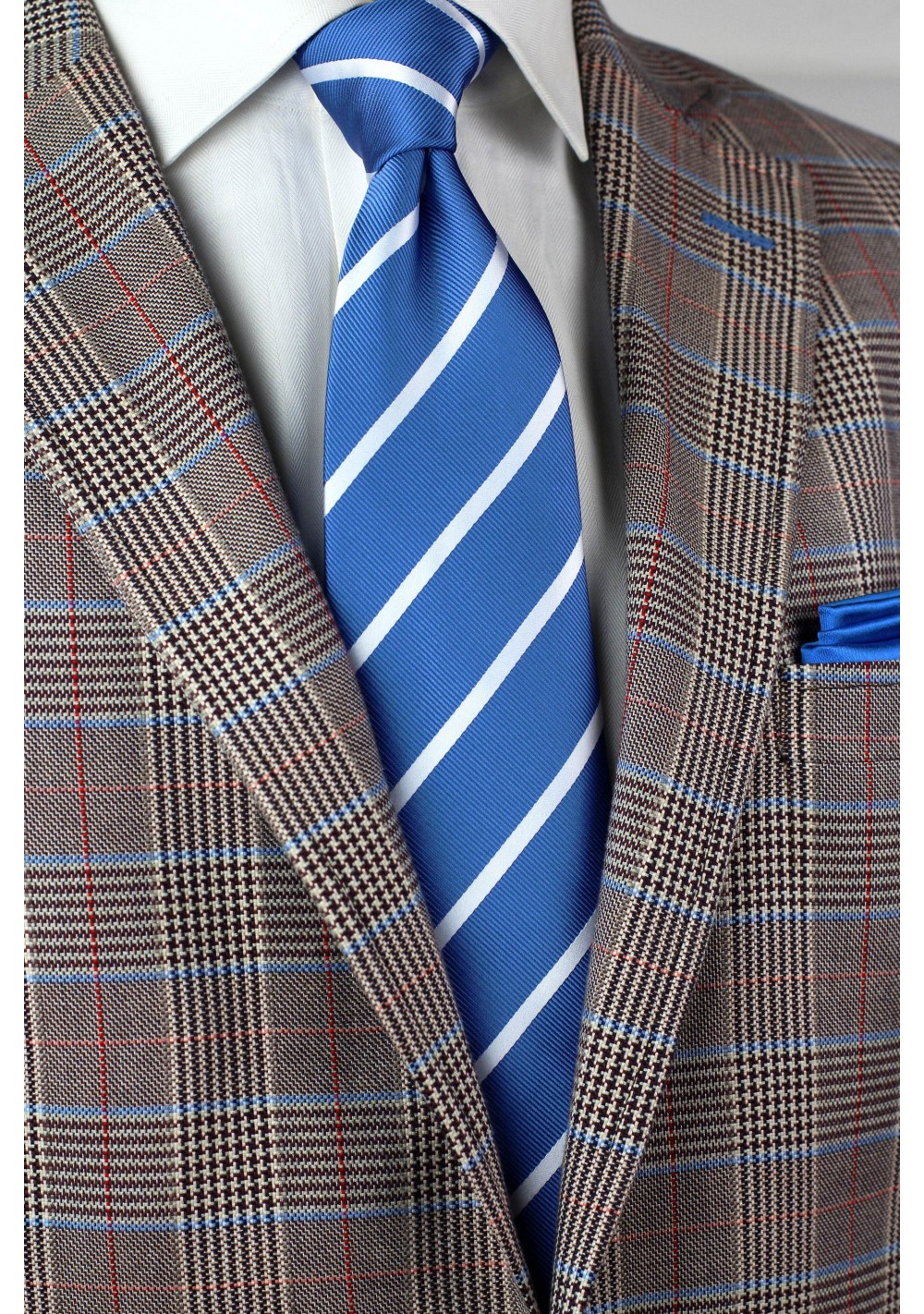 Classic Repp-Stripes in Light Blue and Silver | Cheap-Neckties.com