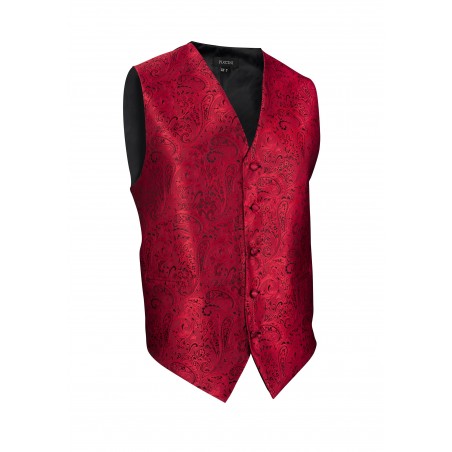 Formal Paisley Vest in Rich Cherry Red