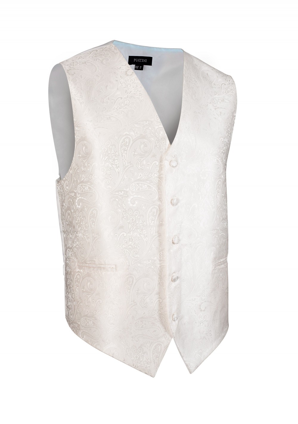 Ivory Off-White Wedding Vest with Paisley Textured Design