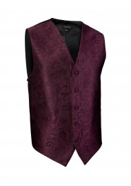 Burgundy Paisley Textured Dress Vest