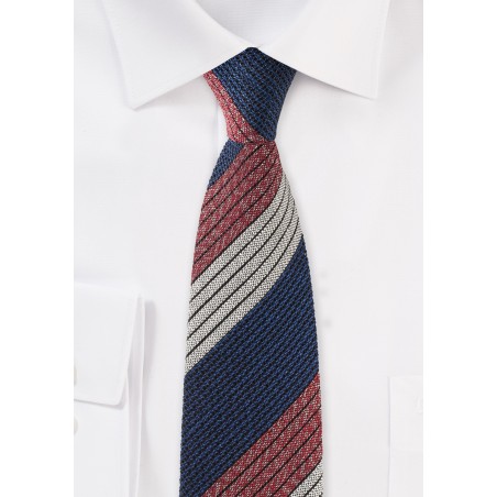 Retro Striped Tie in Knit Texture