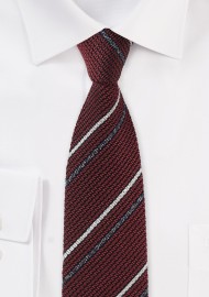 Knit Texture Striped Tie in Burgundy