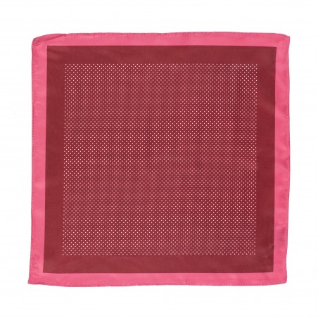Red and Pink Spice Colored Suit Pocket Square with Printed Pin Dots