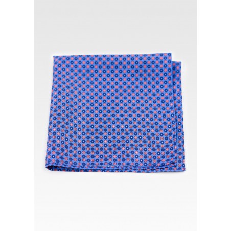 Geometric Floral Hanky in Blue and Orange