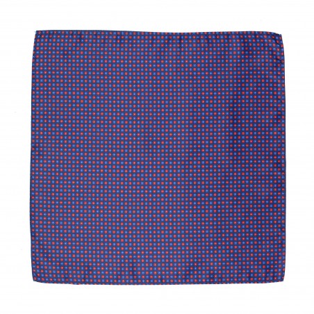 Dark Blue Suit Pocket Square with Geometric Floral Print