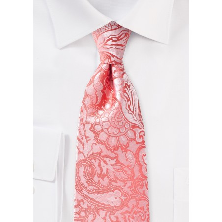 Neon Coral Paisley Tie