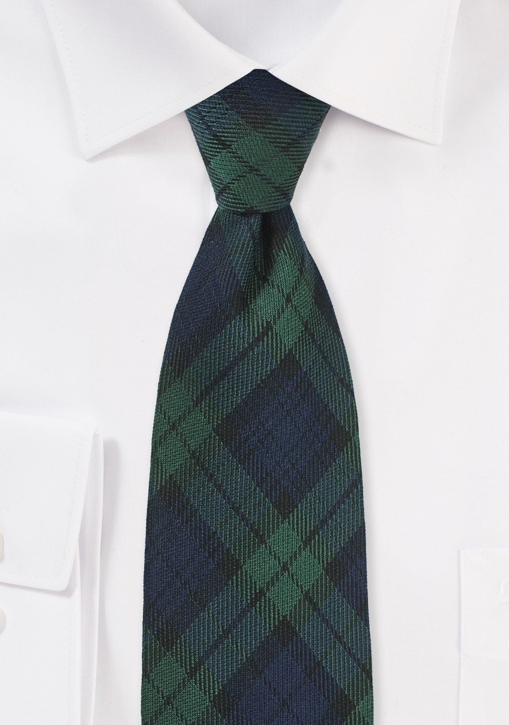 Extra Long Tartan Plaid Tie in Navy and Green