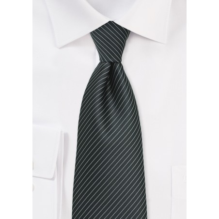 Pencil Stripe Kids Tie in Charcoal and Silver
