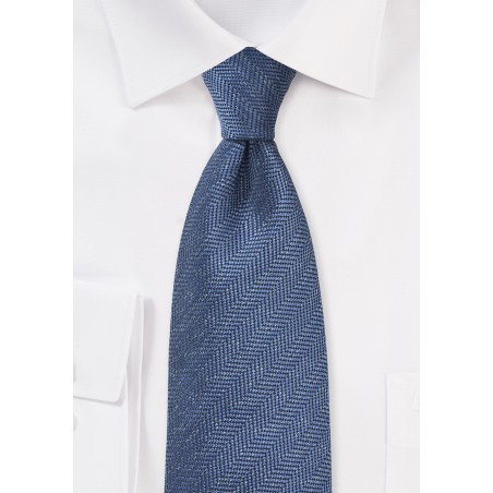 Herringbone Tie in Faded Denim Blue