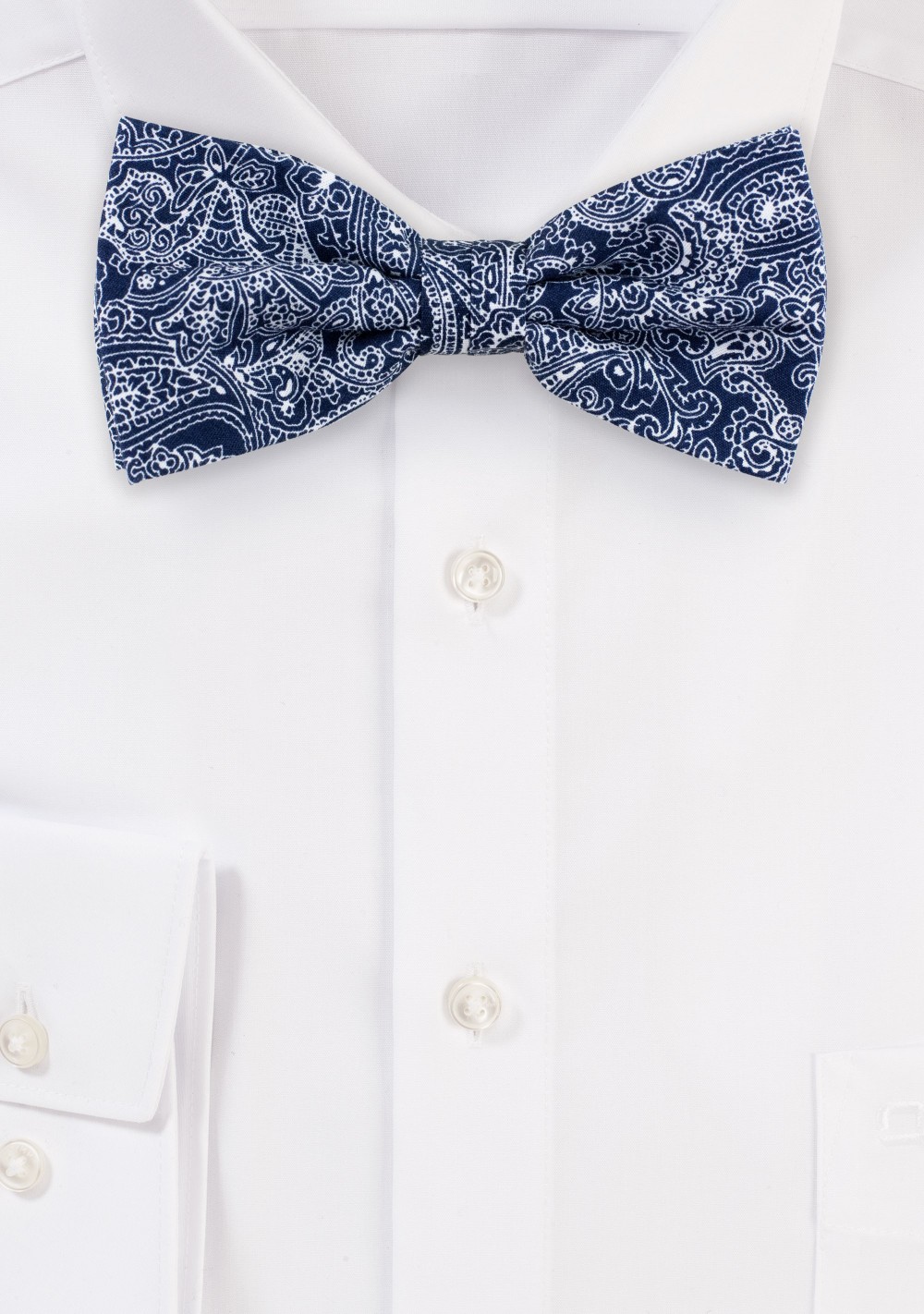 Bandana Paisley Cotton Bow Tie in Navy