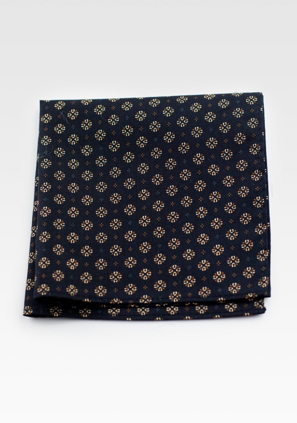 Geometric Pocket Square Hanky in Black and Gold