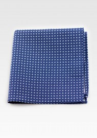 Cotton Pocket Square in Royal Blue with Geometric Print Pattern