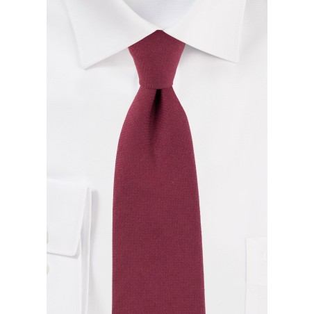 Solid Wine Red Slim Cut Mens Tie in Cotton