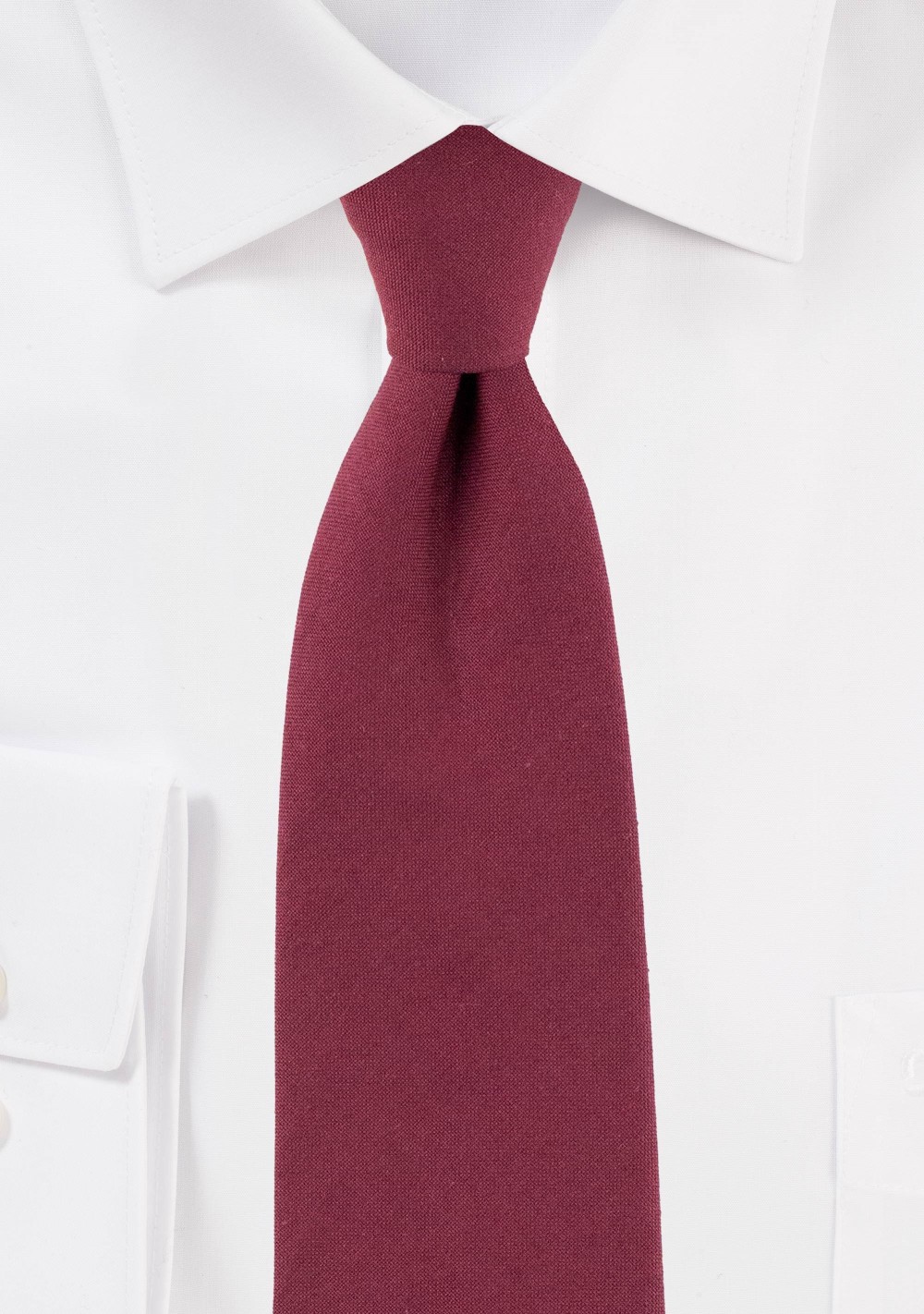 Solid Wine Red Slim Cut Mens Tie in Cotton
