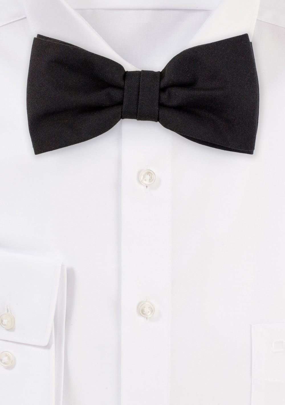 Matte Black Solid Color Bow Tie