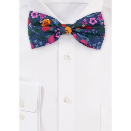 Navy Bow Tie with Colorful Florals