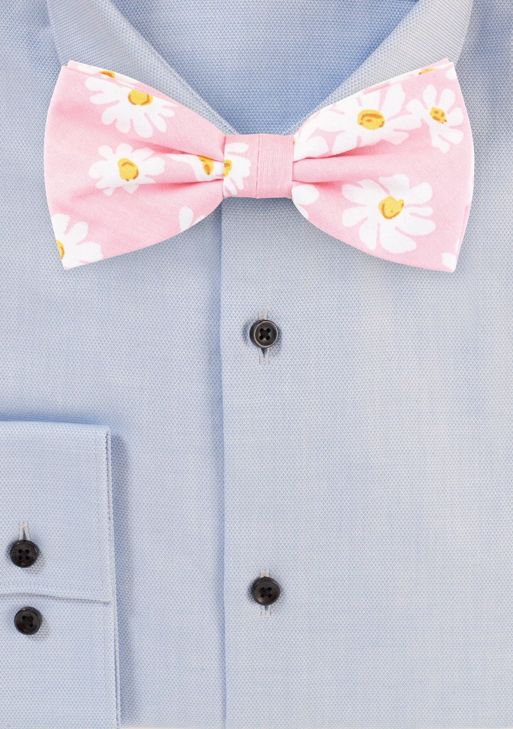 Pink Bow Tie with White Flower Design