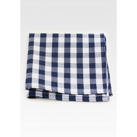 Gingham Check Hanky in Blue and White