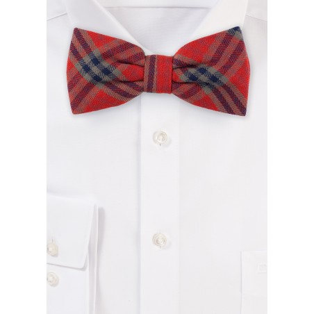 Tartan Plaid Bow Tie in Red and Olive