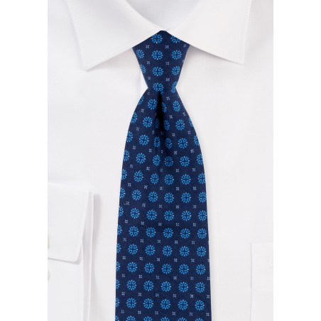 Patterned Necktie in Classic Blues
