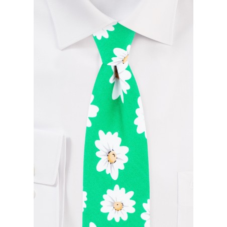 Spring Green Daisy Necktie