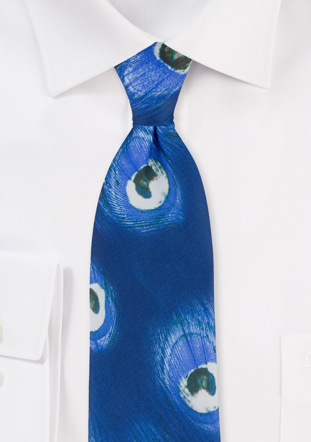 Peacock Print Tie in Blues