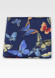 Navy Suit Hanky with Butterfly Print