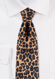 Mens White Black & Blue Leopard Print 5cm Skinny Neck Tie