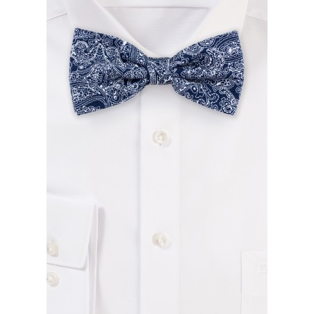 Bow Tie in Navy Blue Bandana Print