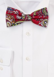 Red and Gold Paisley Bow Tie