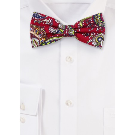 Red and Gold Paisley Bow Tie