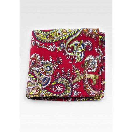 Red and Gold Paisley Pocket Square Hanky