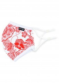 Red and White Paisley Face Mask for Kids