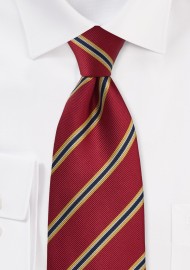 XL British Tie in Crimson-Red and Yellow