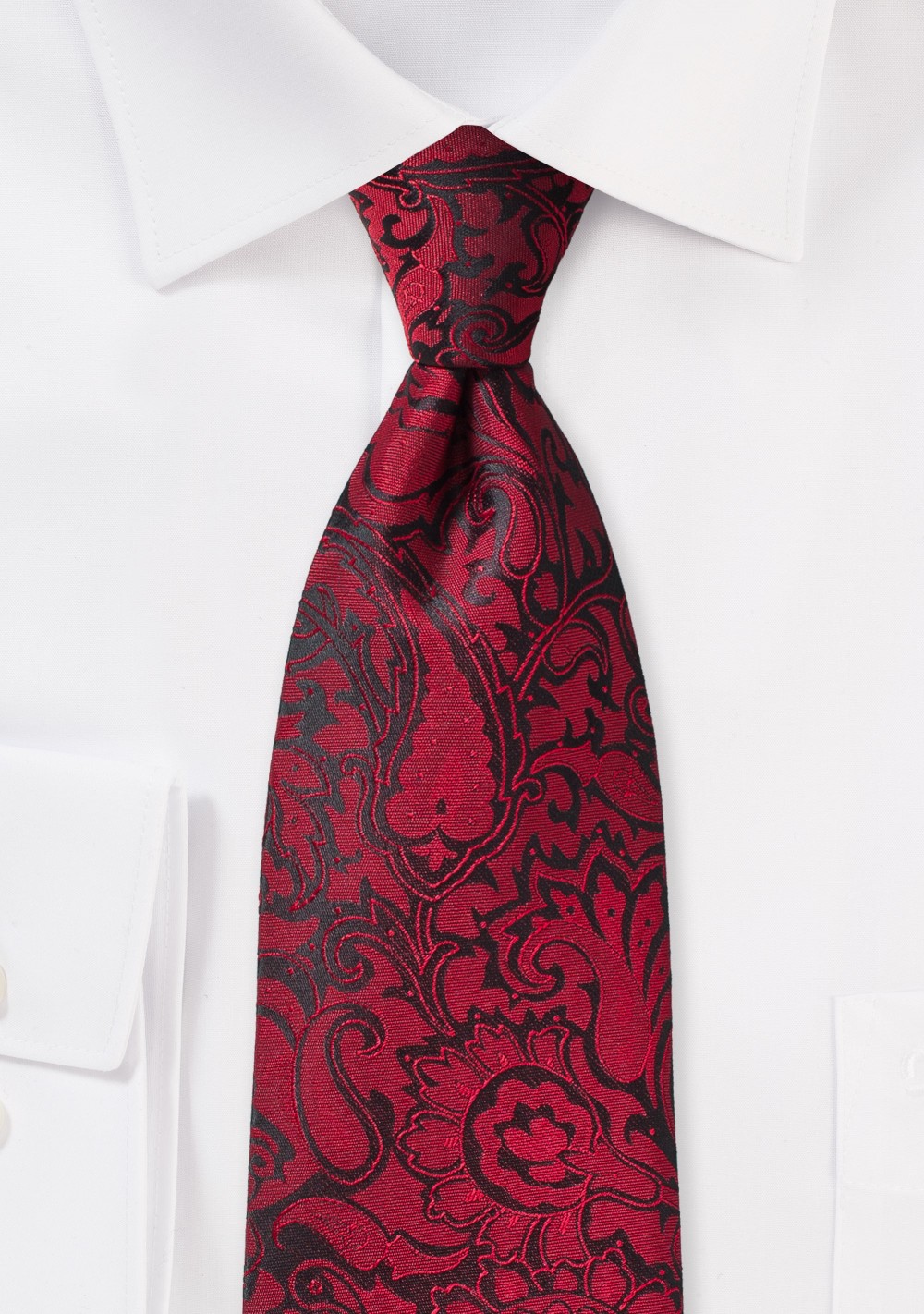 XL Length Paisley Tie in Chili Red