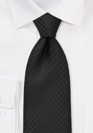Black Textured Gingham Tie for Kids