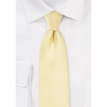 Narrow Pin Dot Tie in Vanilla Yellow