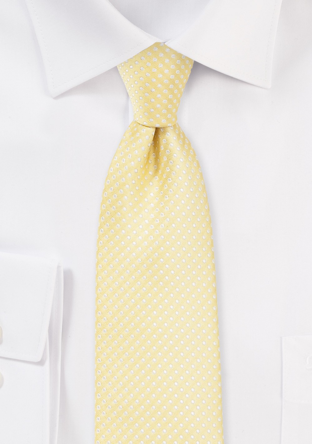 Narrow Pin Dot Tie in Vanilla Yellow